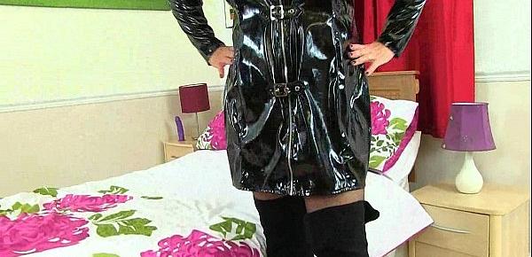  British milfs Eva Jayne and Georgie Nylons in PVC